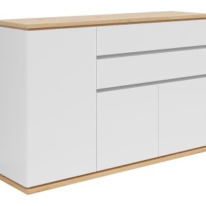 Komoda Yamael 139 cm z 3 drzwiami i 2 szufladami biała 57673 Komoda Yamael 139 cm z 3 drzwiami i 2 szufladami biała 57673