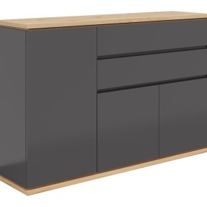 Komoda Yamael 139 cm z 3 drzwiami i 2 szufladami grafitowa 57674 Komoda Yamael 139 cm z 3 drzwiami i 2 szufladami grafitowa 57674