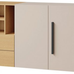 Komoda z 2 szufladami i 2 drzwiami 135 cm łdzieżowa LUMI 1021336 Komoda z 2 szufladami i 2 drzwiami 135 cm łdzieżowa LUMI 1021336