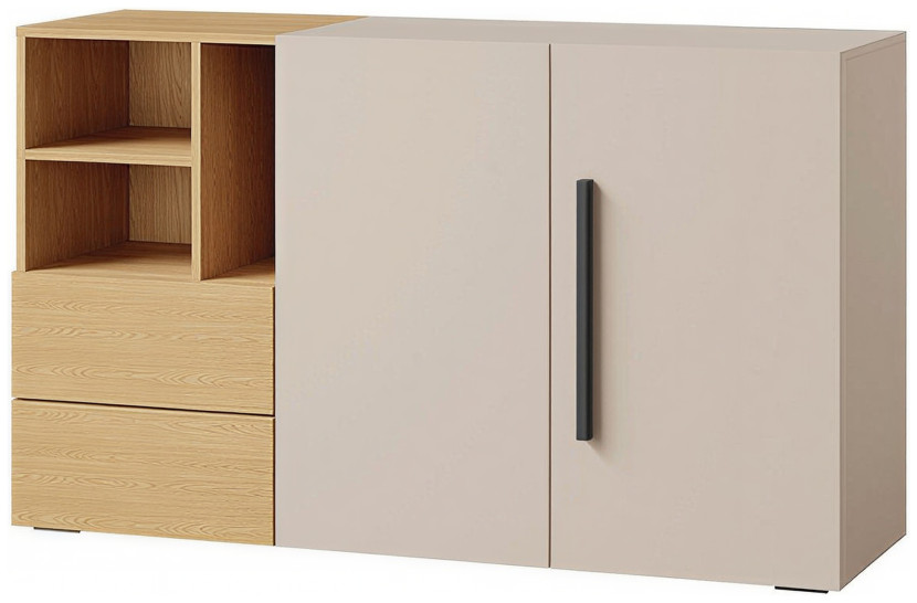 Komoda z 2 szufladami i 2 drzwiami 135 cm łdzieżowa LUMI 1021336
