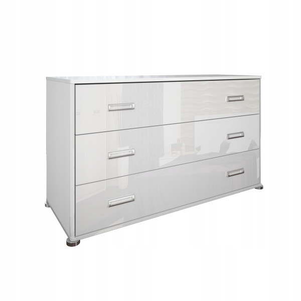 KOMODA Z 3 SZUFLADAMI Bella biały połysk płyta laminowana 295115