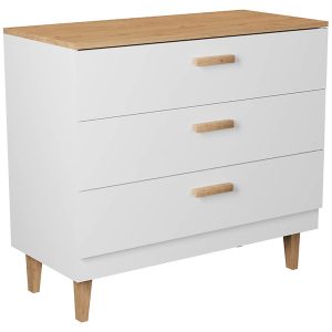 Komoda z 3 szufladami Denver biały/hikora 102348 Komoda z 3 szufladami Denver biały/hikora 102348