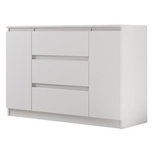 Komoda z 3 Szufladami i 2 Szafkami Biała 140CM 1031254 Komoda z 3 Szufladami i 2 Szafkami Biała 140CM 1031254