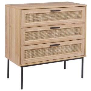 Komoda z 3 szufladami rattan plecionka jasna 280982 Komoda z 3 szufladami rattan plecionka jasna 280982