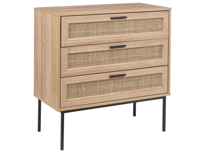 Komoda z 3 szufladami rattan plecionka jasna 280982