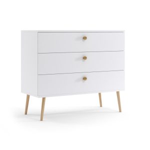 Komoda z 3 szufladami uchwyt sznurkowy IKON 100cm Biała 247884 Komoda z 3 szufladami uchwyt sznurkowy IKON 100cm Biała 247884