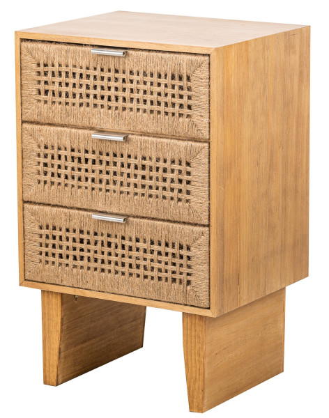 Komoda z 3 szufladami z drewna i naturalnej liny 72876