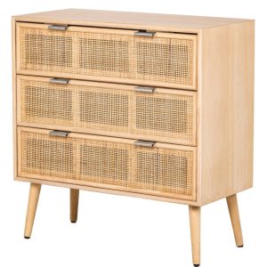 Komoda z 3 szufladami z naturalnego drewna i rattanu 72875 Komoda z 3 szufladami z naturalnego drewna i rattanu 72875
