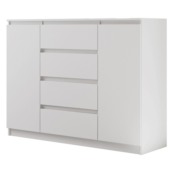 Komoda z 4 Szufladami i 2 Szafkami Biała 140CM 1031249