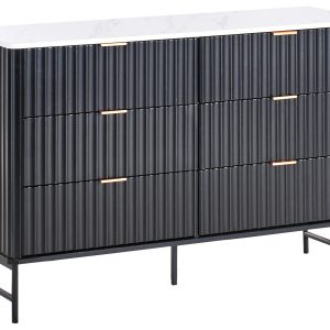 Komoda z 6 szufladami czarna MDF 653381 Komoda z 6 szufladami czarna MDF 653381