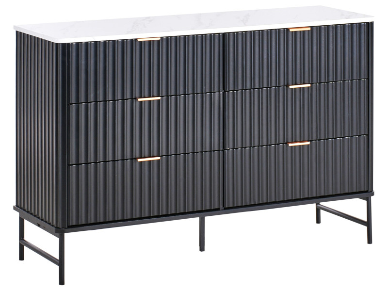 Komoda z 6 szufladami czarna MDF 653381