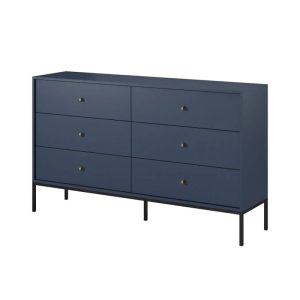 Komoda z 6 szufladami czarny stelaż MOLLY Granatowa 341071 Komoda z 6 szufladami czarny stelaż MOLLY Granatowa 341071