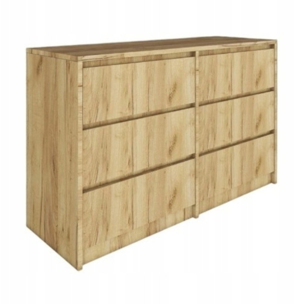 Komoda z 6 szufladami nowoczesna pojemna do sypialni salonu biura Dąb Craft 850737