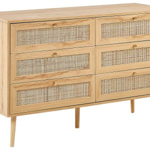 Komoda z 6 szufladami rattan plecionka boho 135288