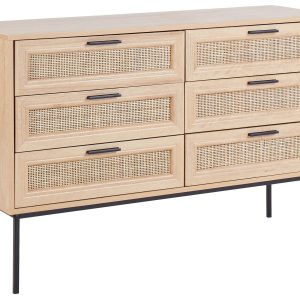 Komoda z 6 szufladami rattan plecionka jasna 302361