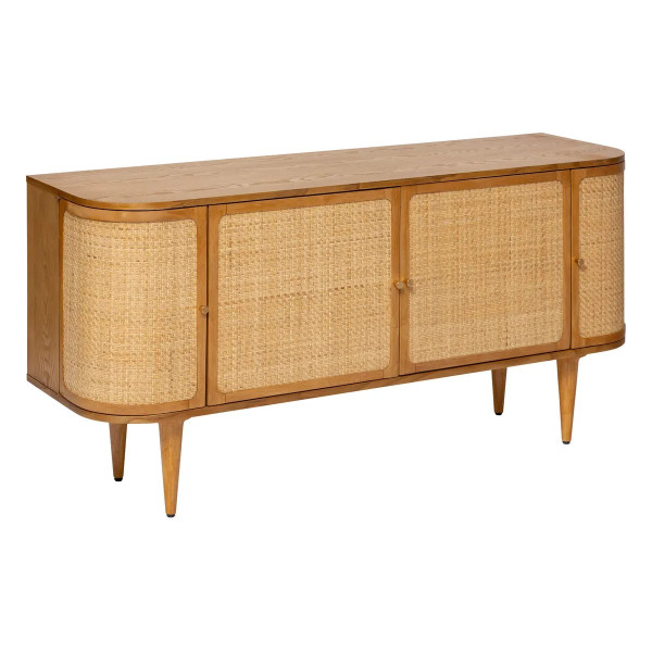 Komoda z drewna kauczukowego i plecionki Olbia 150 cm 332188