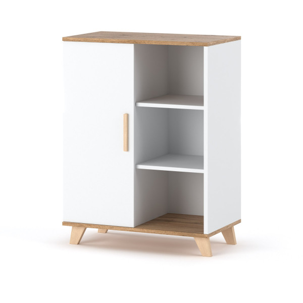 Komoda z drzwiami olivier 80cm nowoczesna skandynawska biała 378089