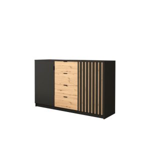 Komoda z lamelami 2D4S ONYX 150/ czarna/wotan + lamel wotan 378322 Komoda z lamelami 2D4S ONYX 150/ czarna/wotan + lamel wotan 378322