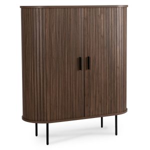 Komoda Z Lamelami Duża Wysoka Do Salonu Sypialni Loft Orzech TRISH 100 cm 881685 Komoda Z Lamelami Duża Wysoka Do Salonu Sypialni Loft Orzech TRISH 100 cm 881685