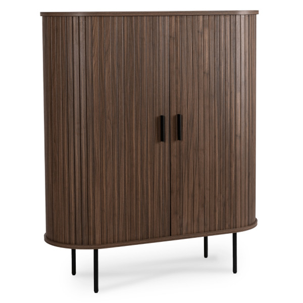Komoda Z Lamelami Duża Wysoka Do Salonu Sypialni Loft Orzech TRISH 100 cm 881685