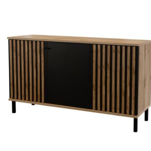Komoda z lamelowanym frontem NEVADA 150cm Dąb Wotan + Czarny 330203 Komoda z lamelowanym frontem NEVADA 150cm Dąb Wotan + Czarny 330203