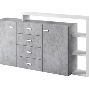 Komoda z nadstawką BOTA 2D4S 181 biała/beton colorado 185821 Komoda z nadstawką BOTA 2D4S 181 biała/beton colorado 185821
