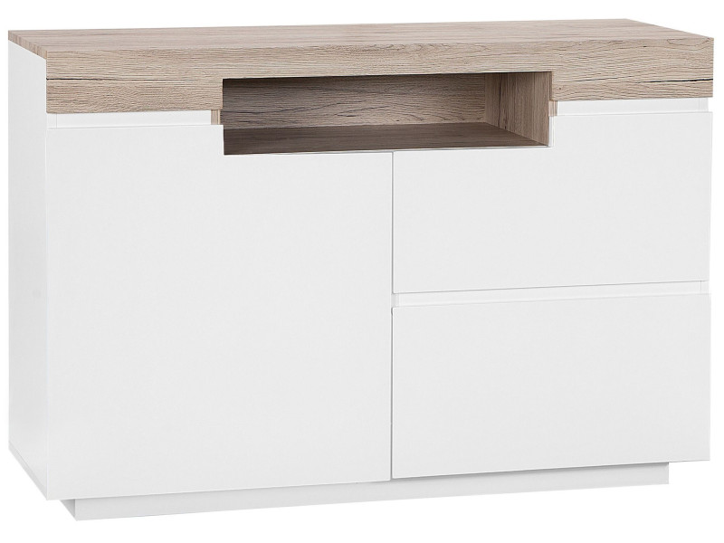 Komoda z półką szafkami biała jasne drewno 70342