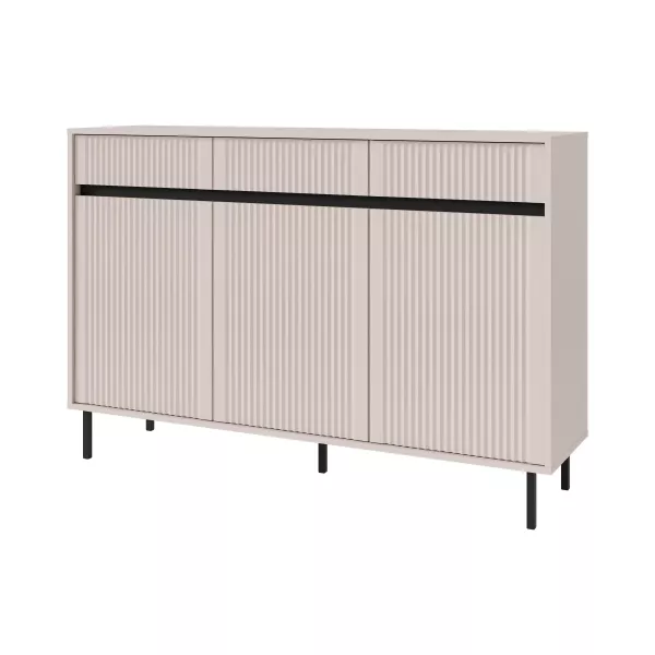 Komoda z ryflowanym frontem Yukashi 3F3S T833 beżowa 664619