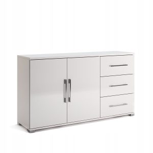 KOMODA Z SZAFKĄ I 3 SZUFLADAMI Flory 140cm biały połysk 638465 KOMODA Z SZAFKĄ I 3 SZUFLADAMI Flory 140cm biały połysk 638465
