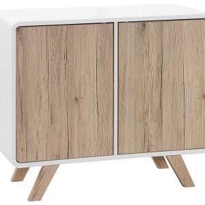 Komoda z szafkami brązowa biała retro 193035 Komoda z szafkami brązowa biała retro 193035