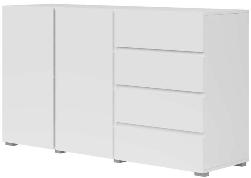 Komoda z szufladami 138 cm do salonu ASYMETRIC biała 1069345