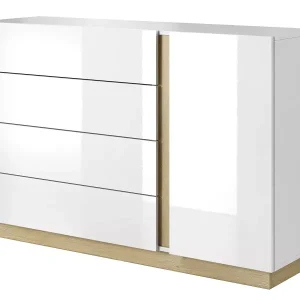 Komoda z szufladami biały + dąb grandson – Mavro 305268 Komoda z szufladami biały + dąb grandson – Mavro 305268