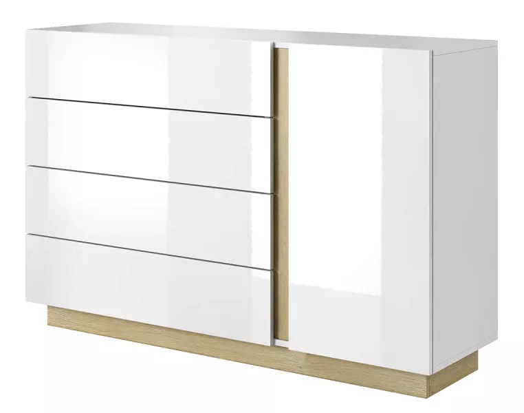 Komoda z szufladami biały + dąb grandson - Mavro 305268