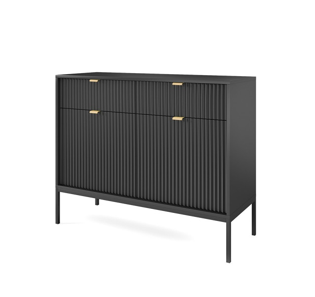 Komoda z szufladami Czarna Nova KSZ104 Czarne nogi 318274