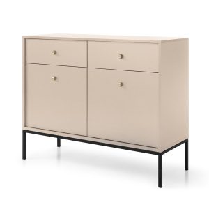 Komoda z szufladami czarny stelaż MOLLY 104 cm Beżowa 355293 Komoda z szufladami czarny stelaż MOLLY 104 cm Beżowa 355293