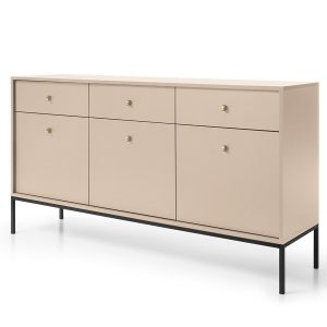 Komoda z szufladami czarny stelaż MOLLY 154 cm Beżowa 351125 Komoda z szufladami czarny stelaż MOLLY 154 cm Beżowa 351125