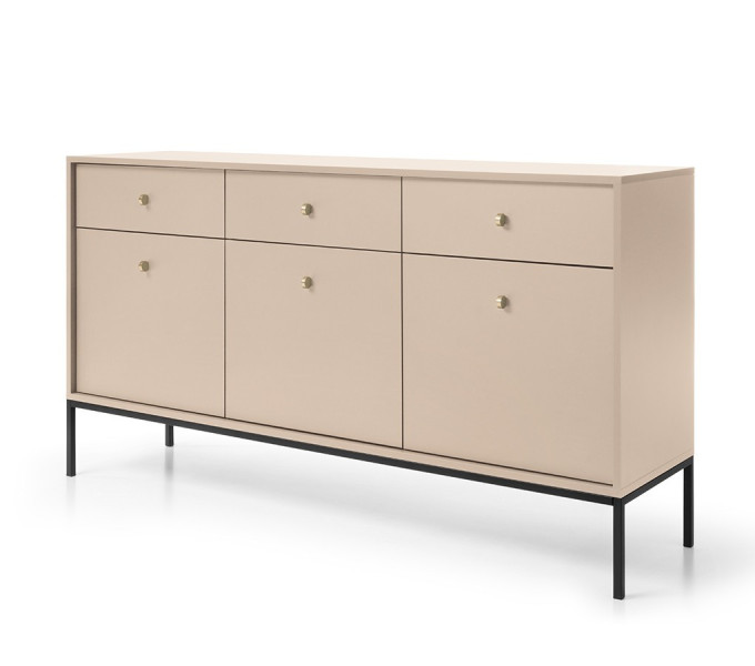 Komoda z szufladami czarny stelaż MOLLY 154 cm Beżowa 351125