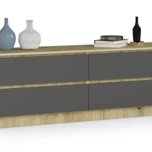 Komoda z szufladami do salonu dąb artisan + grafit – Zyero 692222 Komoda z szufladami do salonu dąb artisan + grafit – Zyero 692222