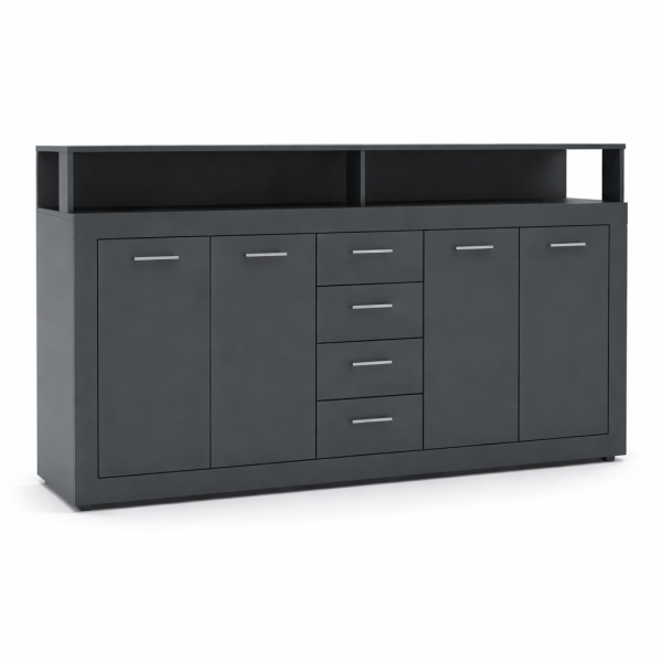 Komoda z Szufladami Do Salonu Przedpokoju Antracyt LUNA 190 cm 940176