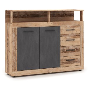 Komoda z szufladami do salonu przedpokoju blago midi surowy dąb grafit 759575 Komoda z szufladami do salonu przedpokoju blago midi surowy dąb grafit 759575