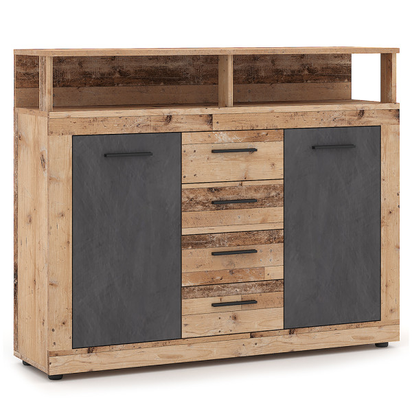 Komoda z Szufladami Do Salonu Przedpokoju Dąb Grafit BLAGO 120 cm 940151