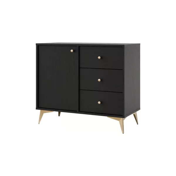 Komoda z szufladami do salonu Sakai 1 1F 3S T814 Czarny 748665