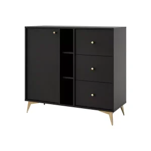 Komoda z szufladami do salonu Sakai 1 1F 3S T824 Czarny 748680 Komoda z szufladami do salonu Sakai 1 1F 3S T824 Czarny 748680