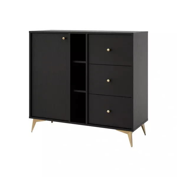 Komoda z szufladami do salonu Sakai 1 1F 3S T824 Czarny 748680