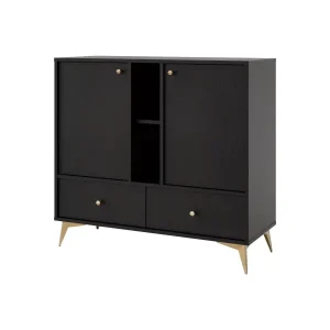 Komoda z szufladami do salonu Sakai 1 2F 2S T825 Czarny 748689 Komoda z szufladami do salonu Sakai 1 2F 2S T825 Czarny 748689