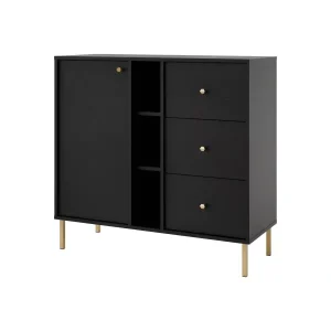 Komoda z szufladami do salonu Sakai 2 1F 3S T824 Czarny 748688 Komoda z szufladami do salonu Sakai 2 1F 3S T824 Czarny 748688