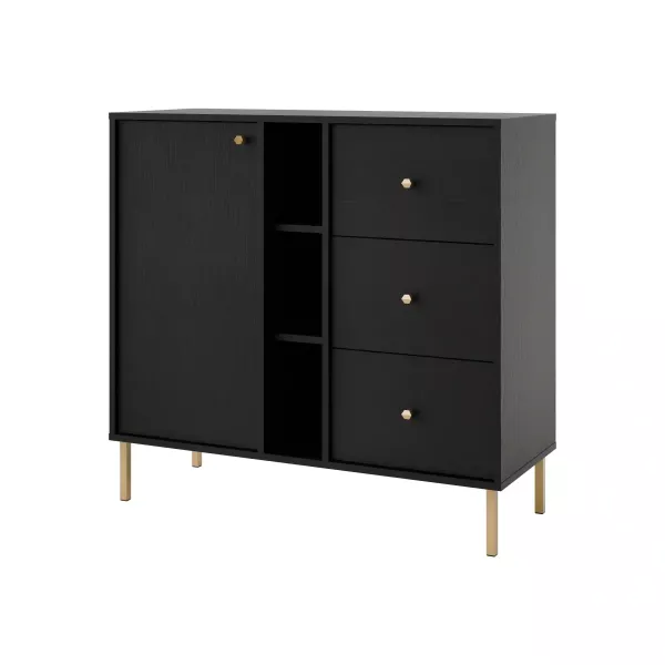 Komoda z szufladami do salonu Sakai 2 1F 3S T824 Czarny 748688
