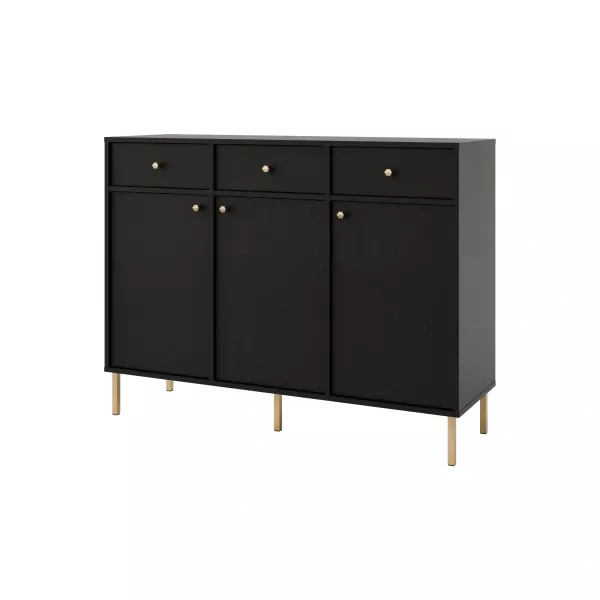 Komoda z szufladami do salonu Sakai 2 3F 3S T827 Czarny 748676