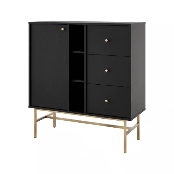 Komoda z szufladami do salonu Sakai 3 1F 3S T824 Czarny 748713