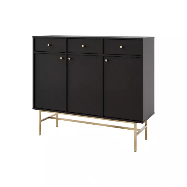 Komoda z szufladami do salonu Sakai 3 3F 3S T827 Czarny 748666
